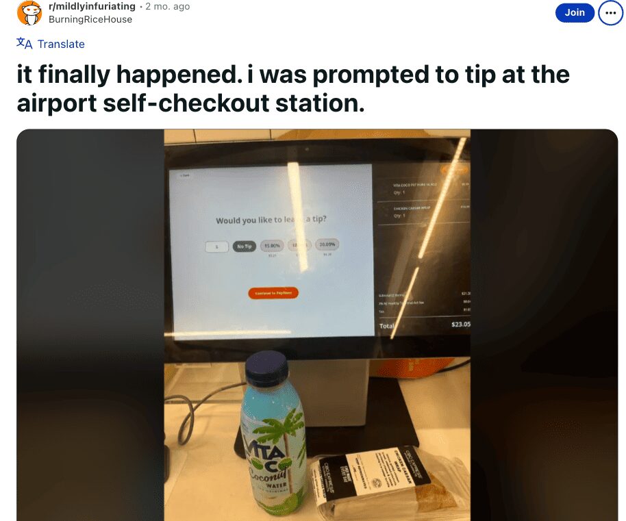 ¡Y todavía pide propina! Caja de autocobro indigna a los internautas