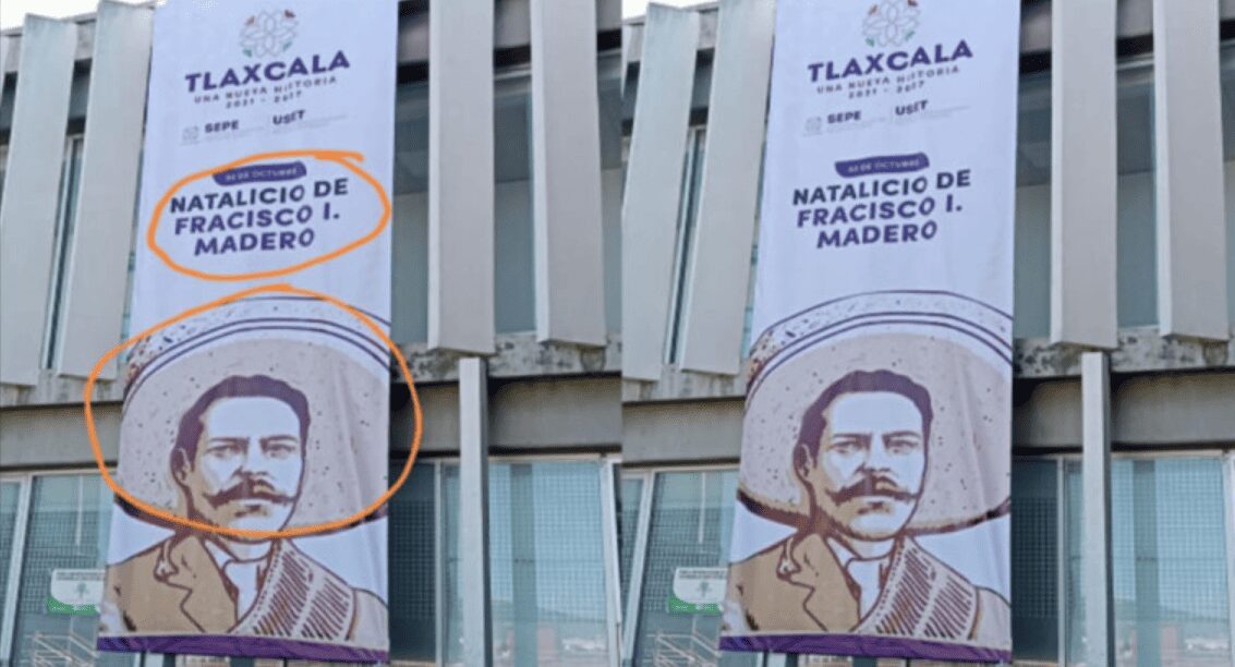 En Tlaxcala, se rinde homenaje a Francisco I. Madero con una representación que muestra la cara de Pancho Villa