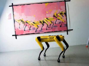 En Australia presentan obras de arte creadas por perros robóticos