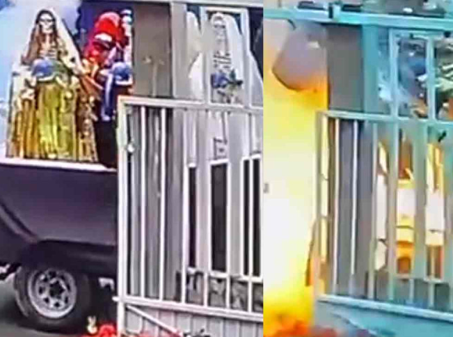 Explosión en Catemaco durante celebración de la Santa Muerte