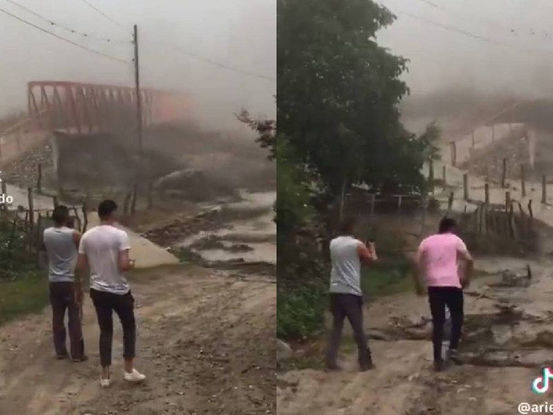 Desbordamiento de río provoca el arrastre de un puente en Argentina