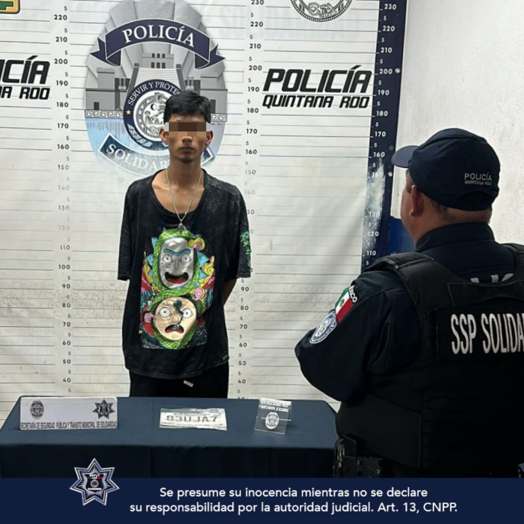 Policía de Solidaridad detiene a un individuo con placas falsas