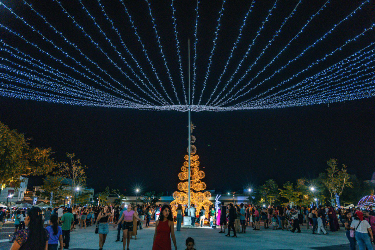 Solidaridad brilla con el tradicional encendido del árbol navideño