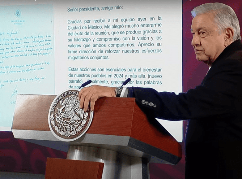 AMLO recibe carta de agradecimiento de Joe Biden
