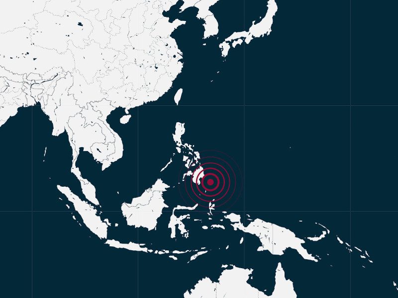 Activan alerta de tsunami tras sismo de magnitud 6.9 en Filipinas
