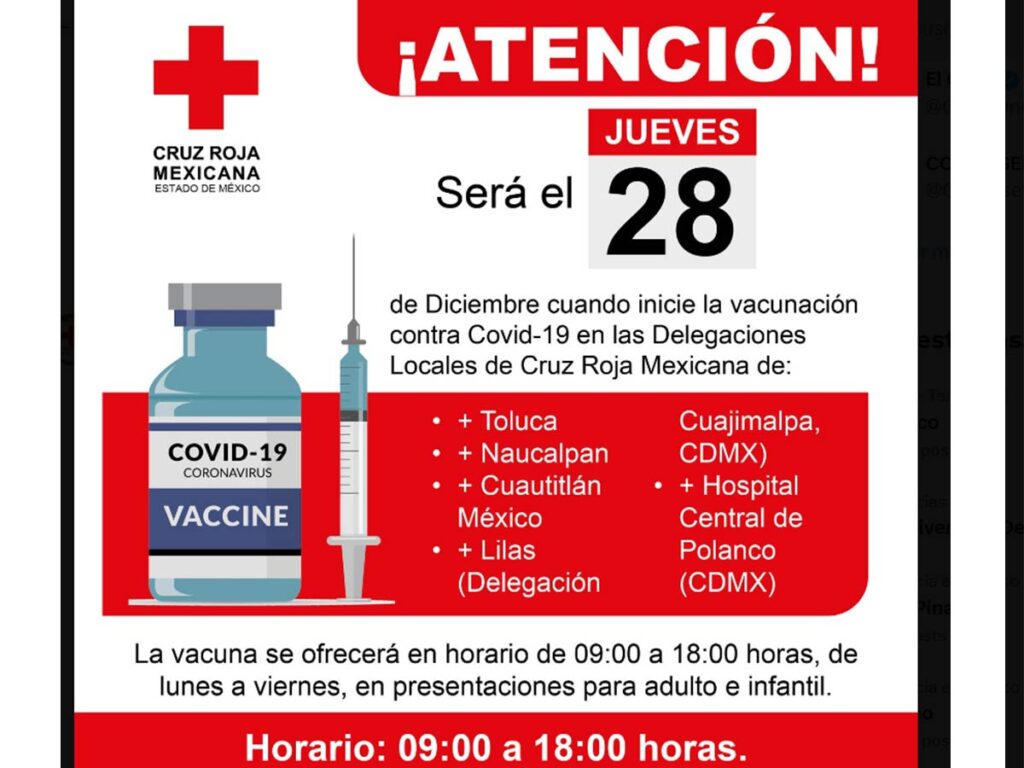 Cruz Roja de la CDMX y Edomex inician vacunación contra el COVID-19