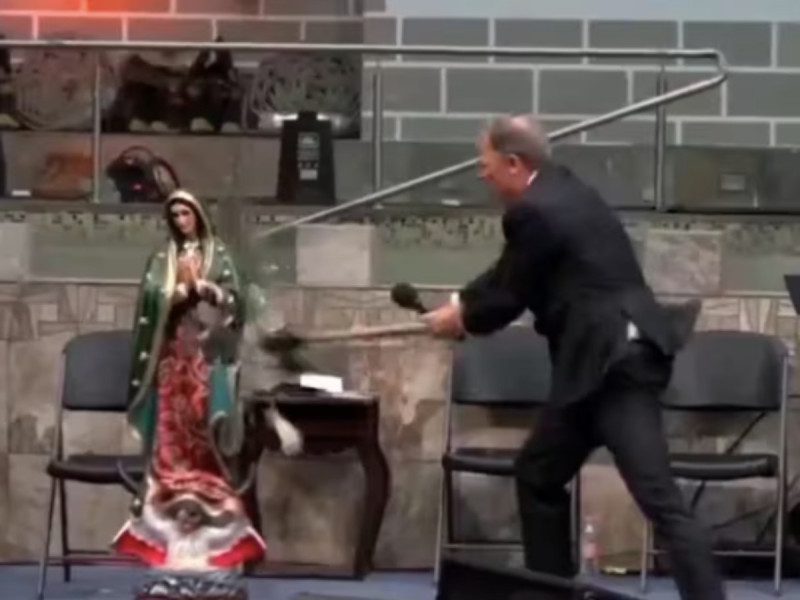 Un pastor en Tamaulipas destruye imagen de la Virgen de Guadalupe