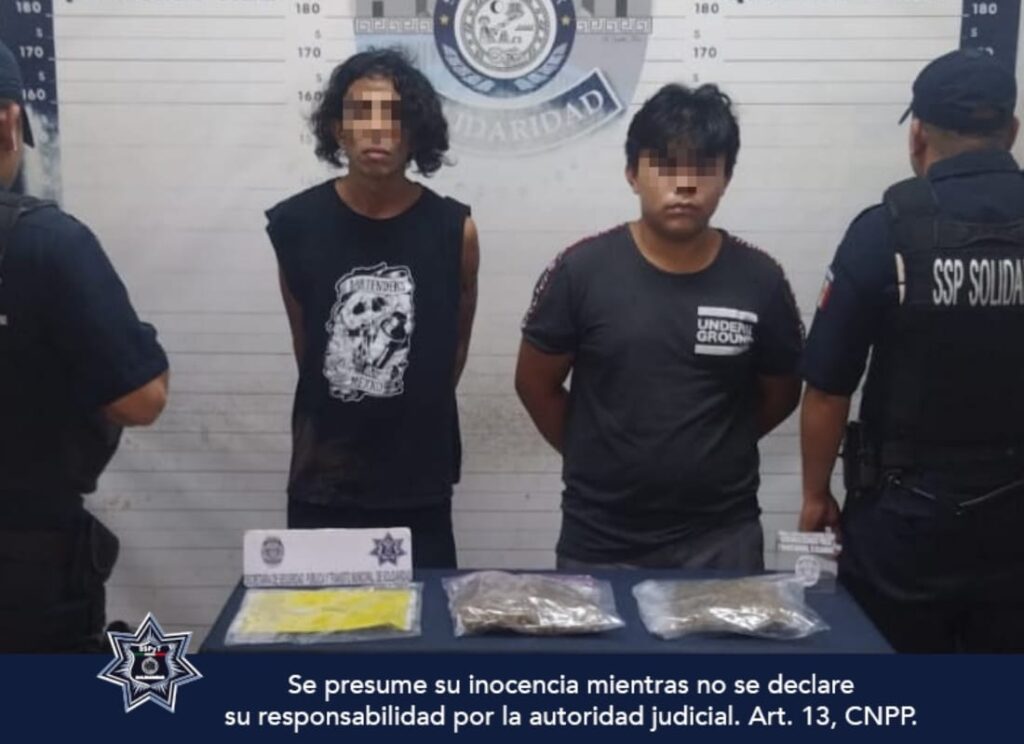 Policías de Solidaridad detienen a 4 personas con droga