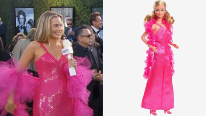 Margot Robbie imita el estilo de Barbie Superstar en Globos de Oro