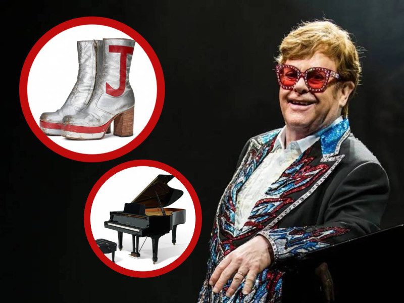 Elthon John, subasta desde botas hasta piano