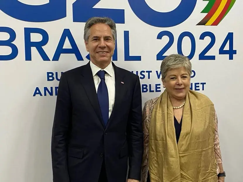 Encuentro en G20 entre la Canciller Alicia Bárcena y Blinken, Secretario de Estado de EU