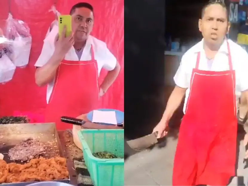 Taquero de CDMX amenaza clientes con machete