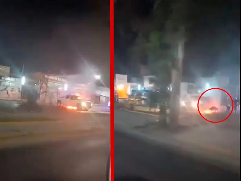 Hombre se incendia tras chocar su motocicleta con una camioneta