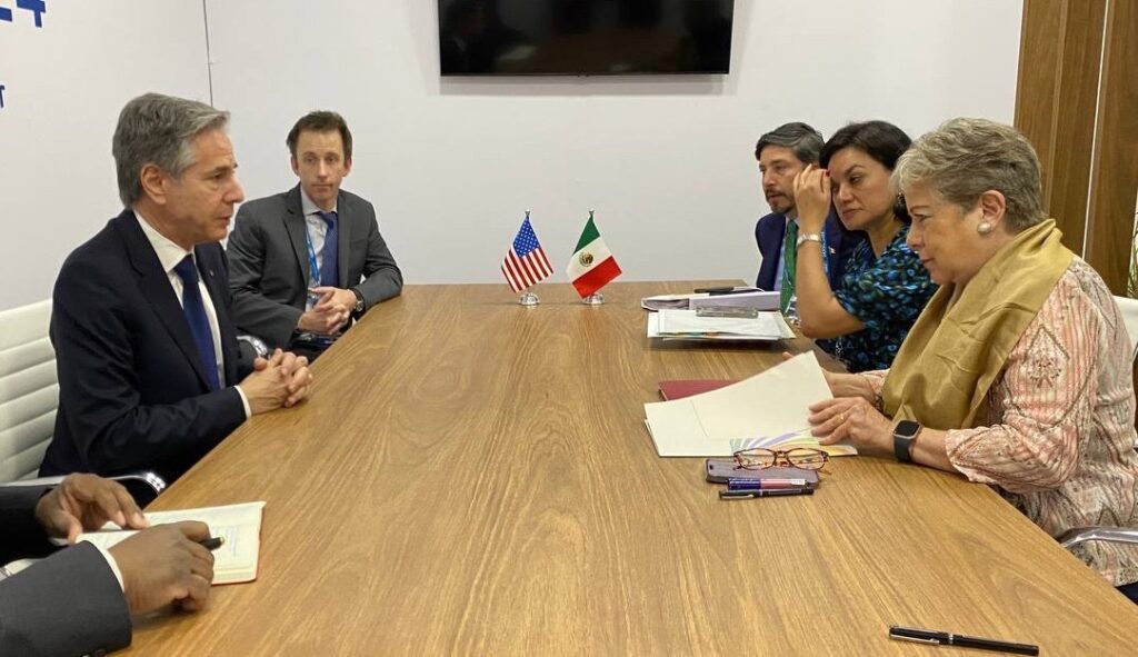 Encuentro en G20 entre la Canciller Alicia Bárcena y Blinken, Secretario de Estado de EU