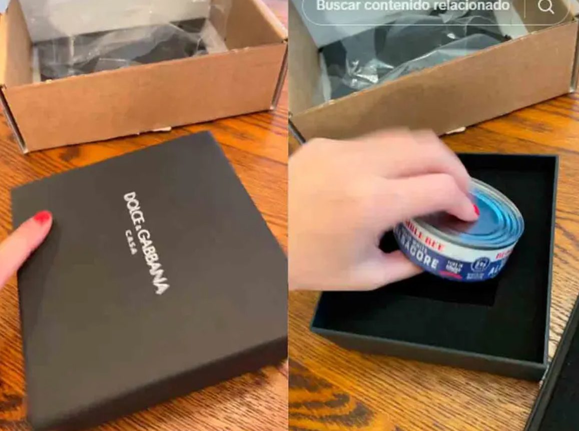 Mujer compra cenicero lujoso en línea, recibe lata de atún