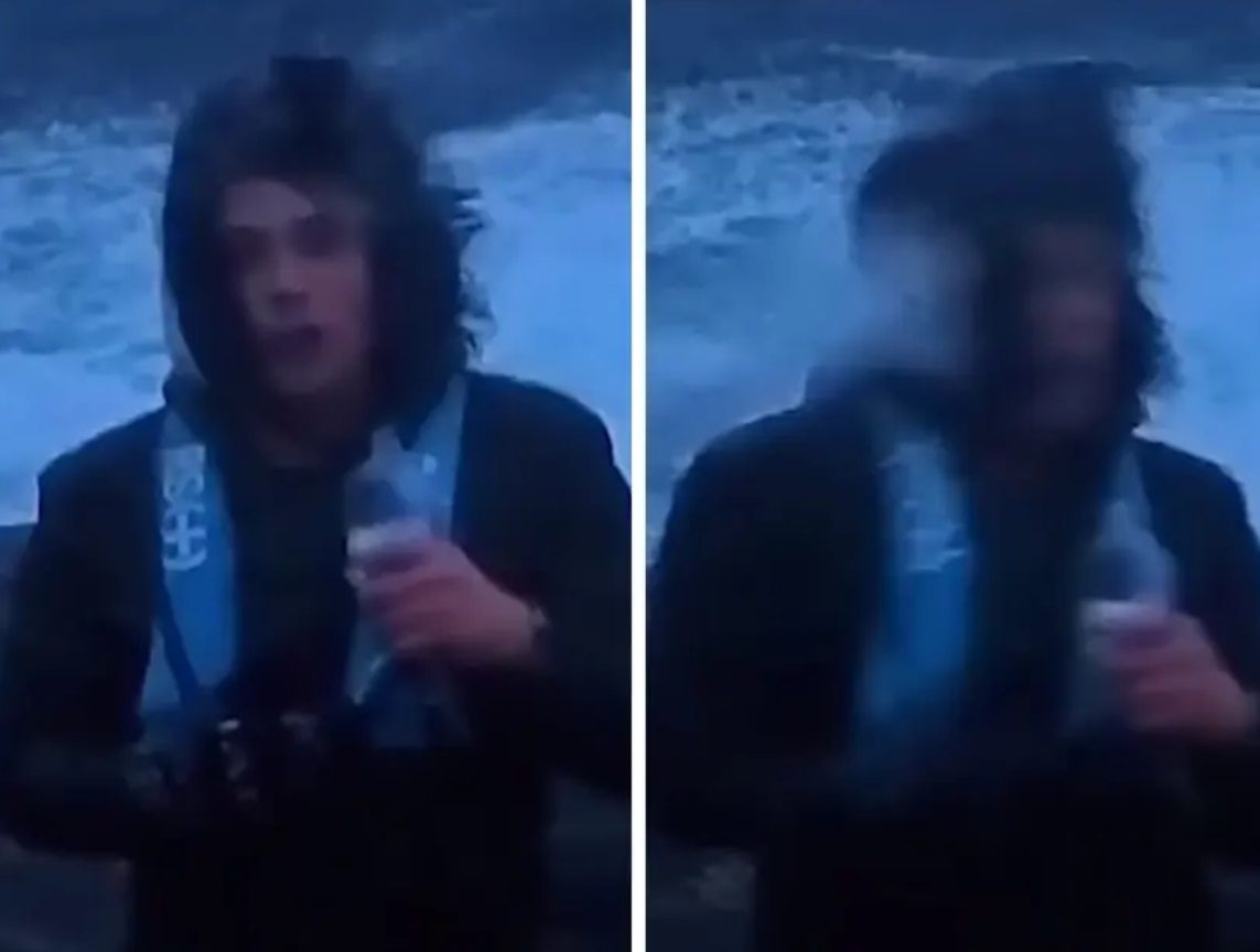 Reportero golpeado por pez durante cobertura de tormenta en Noruega