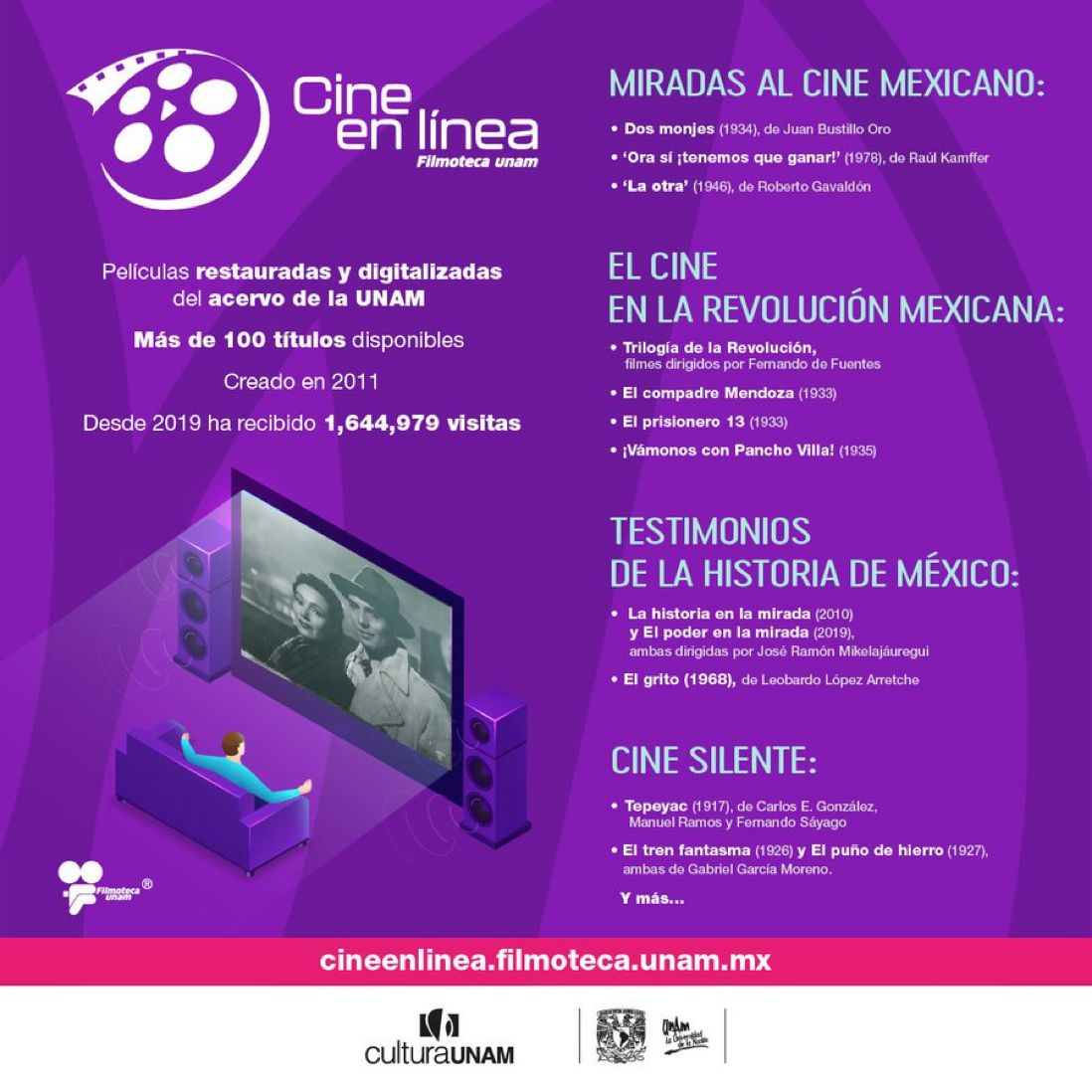UNAM, lanza plataforma de cine gratis con más de 100 películas mexicanas