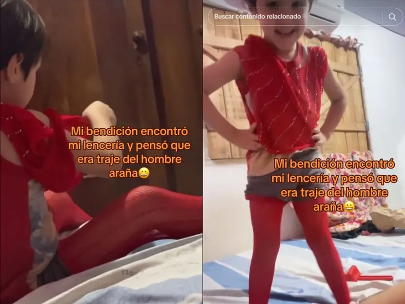Niño usa lencería de su mamá, la confunde con disfraz de Spiderman