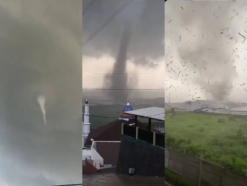 Impresionante tornado devasta casas y campos en Indonesia