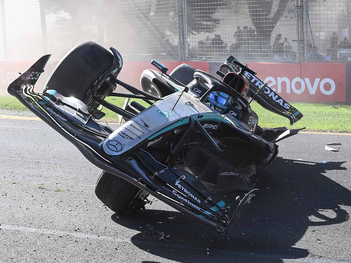 Así se vio el aparatoso accidente de George Russell