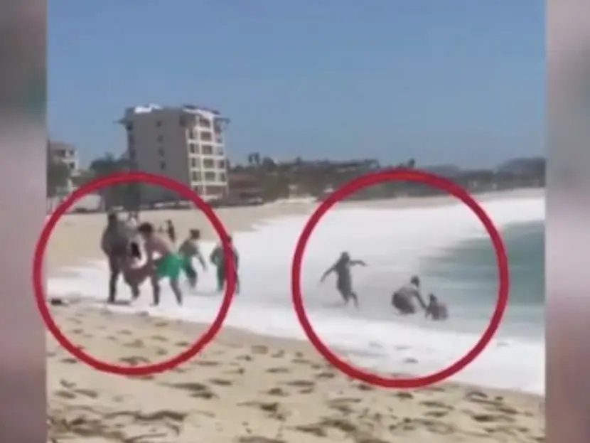 Turistas estadounidenses casi arrastrados por el mar en San José del Cabo, BCS