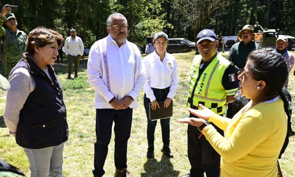 Delfina Gómez supervisa el combate a incendios forestales en Jilotzingo y Ocuilan