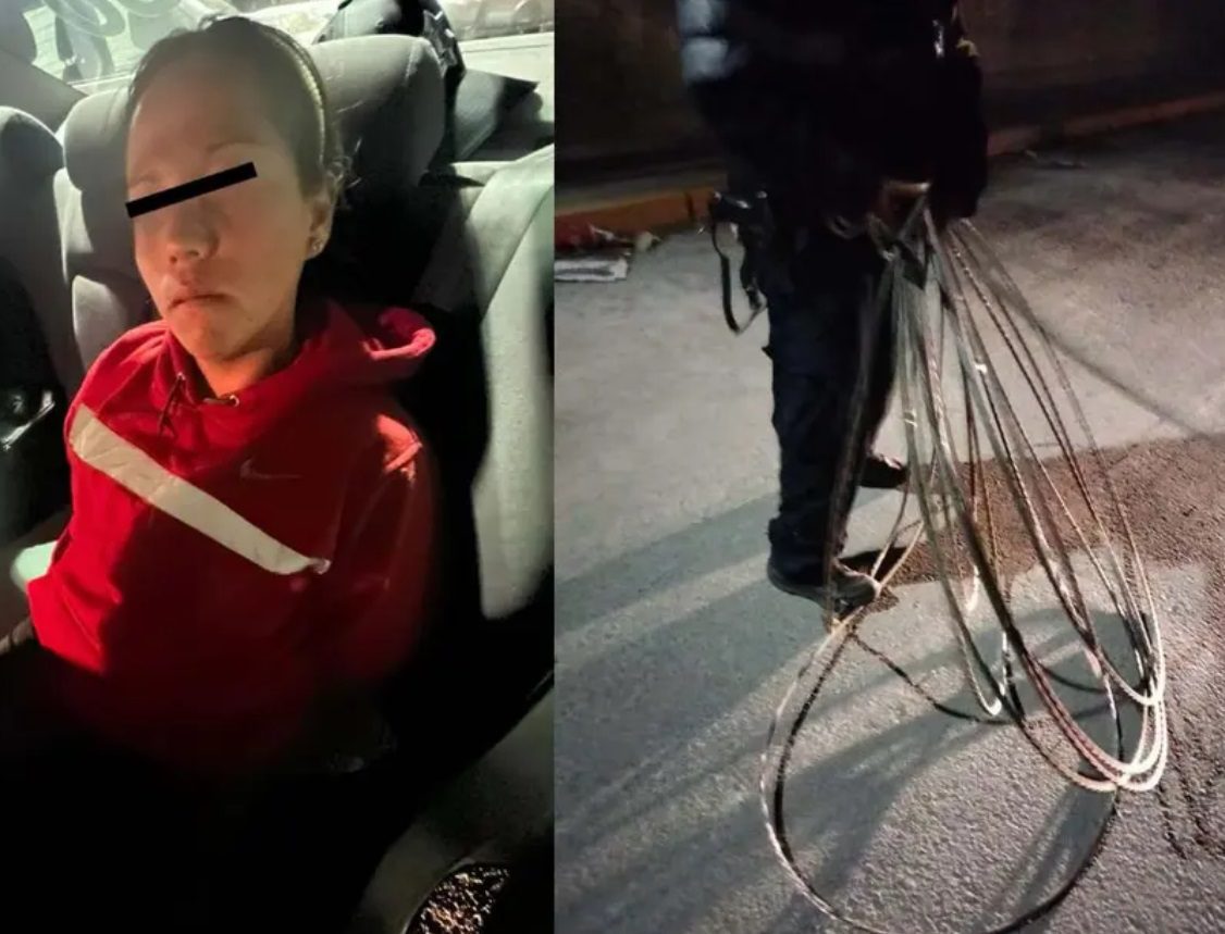 Mujer detenida por robo de alambre de cobre de la CFE en Tecámac