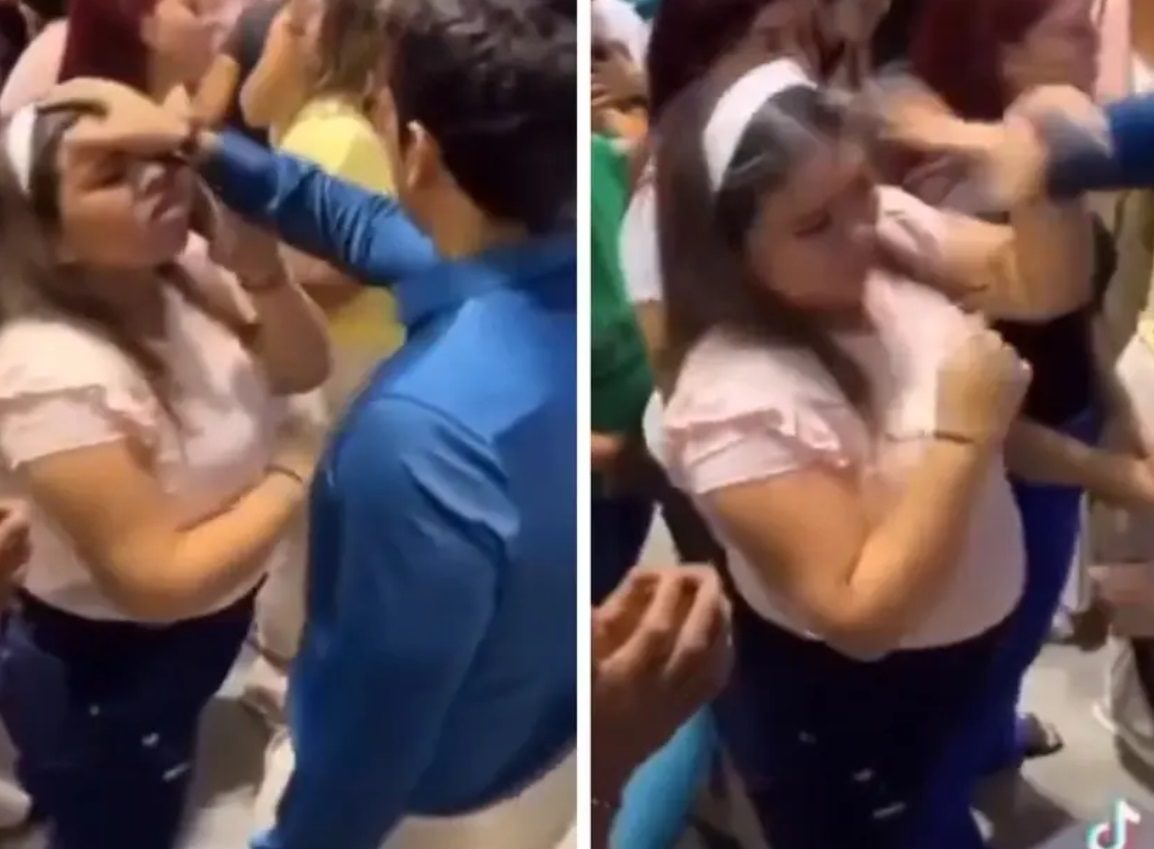Mujer y pastor de iglesia pelean durante rezo, hubo golpes