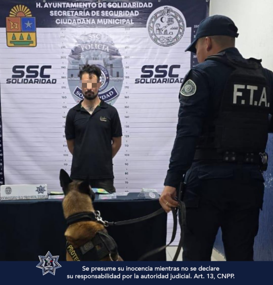 Policía Municipal de Solidaridad detiene a maleante