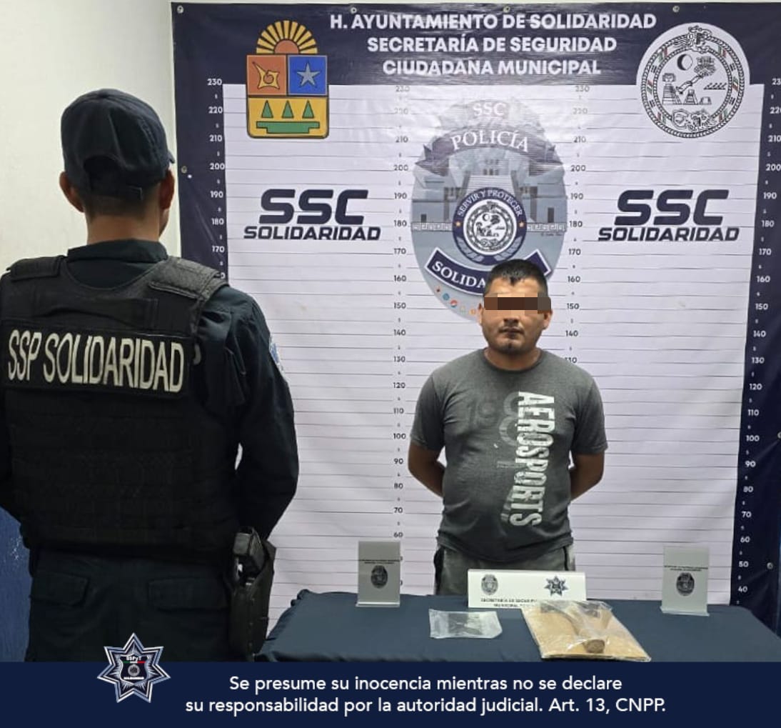 Policía de Solidaridad, detiene a hombre por violencia familiar