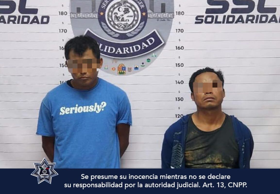 Policías de Solidaridad aseguran a dos sujetos con drogas en Mayakobá