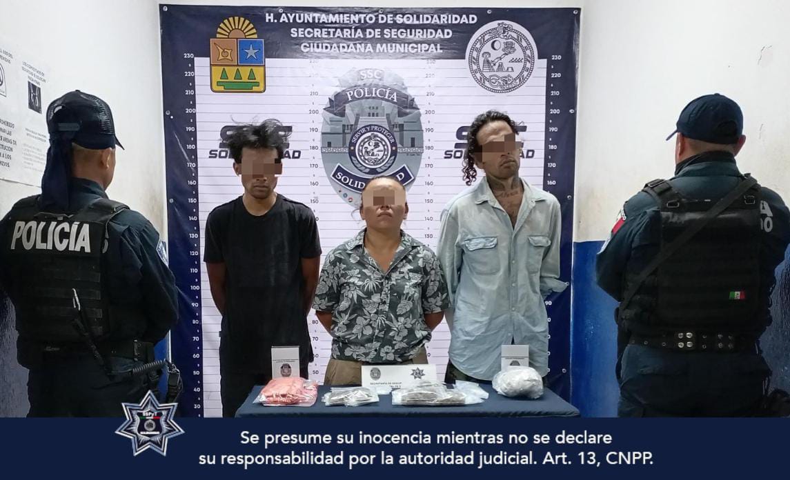 Policías de Solidaridad detienen a tres personas con drogas