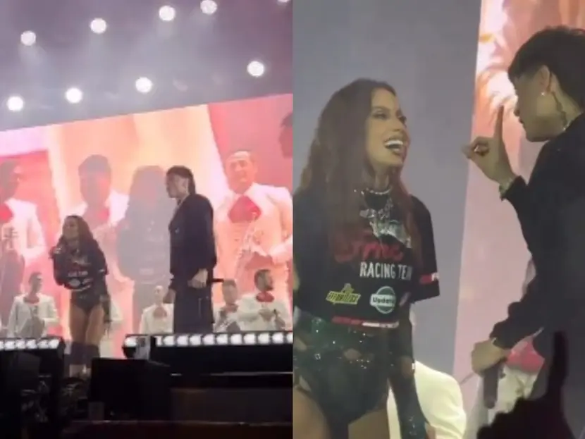 Peso Pluma le lleva mariachi a Anitta y la besa en Pal Norte 2024