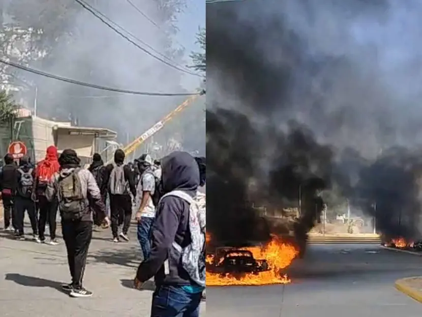 Normalistas de Ayotzinapa lanzan explosivos a la Fiscalía de Guerrero