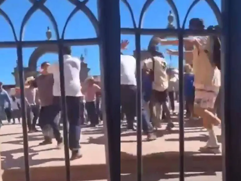 Feligreses arman pelea campal en atrio de Basílica