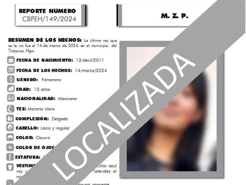 Hallan con vida a menor desaparecida tras salir de la secundaria