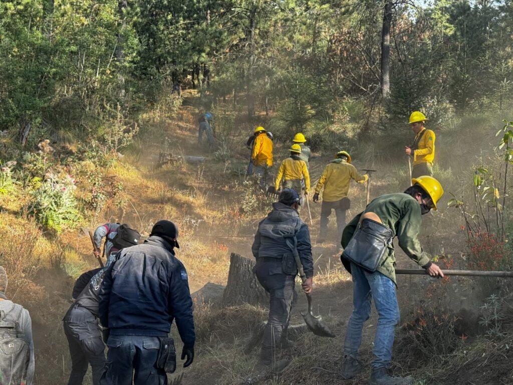 Sofocan incendios forestales; despliega helicópteros, drones y brigadas