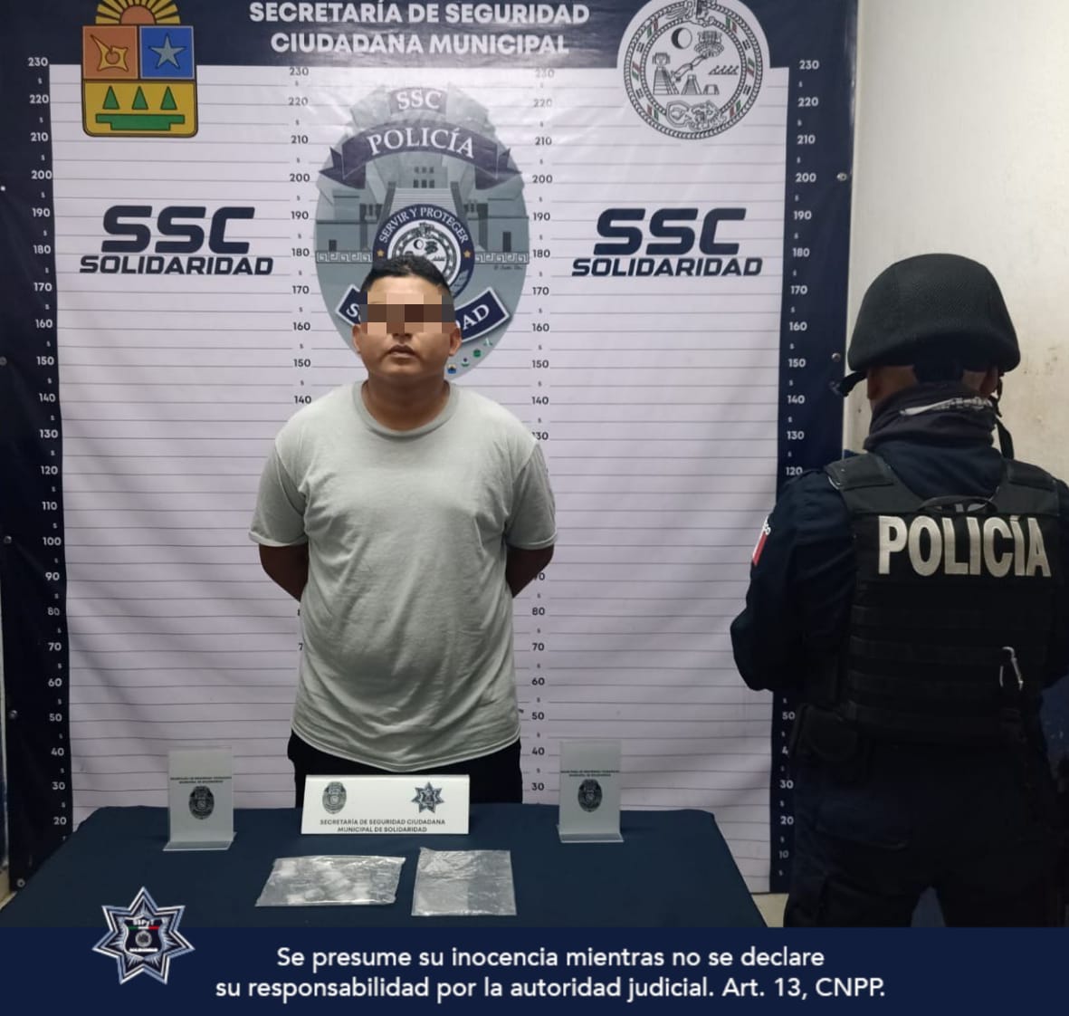 Policía de Solidaridad detiene a sujeto con posible metanfetamina