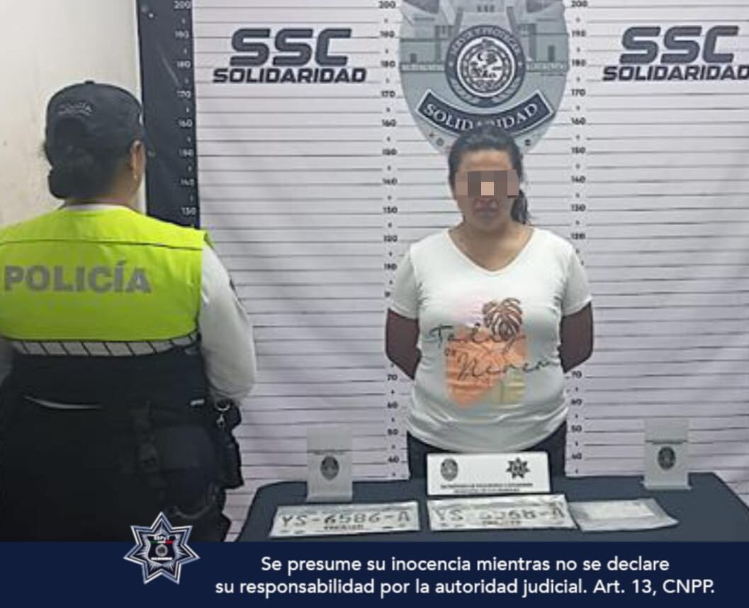 Detienen a mujer con camioneta robada en Solidaridad