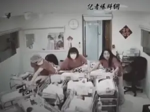 En Taiwán, enfermeras protegen a los bebés durante el terremoto