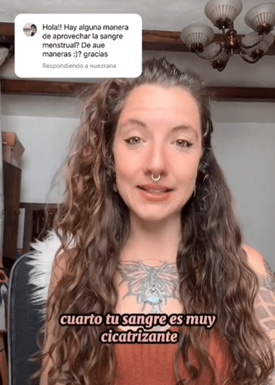 Mujer comparte usos de la sangre menstrual