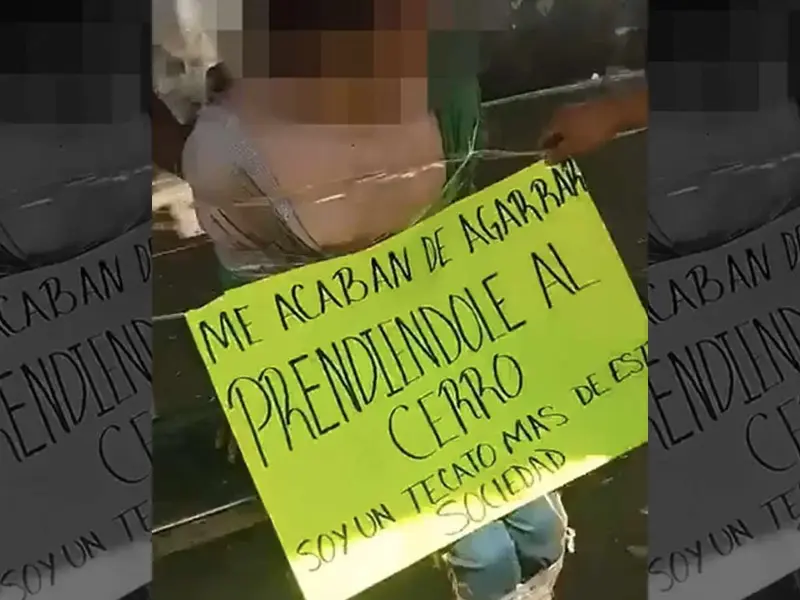 Pobladores de Uruapan amarran a sujeto por intentar provocar un incendio