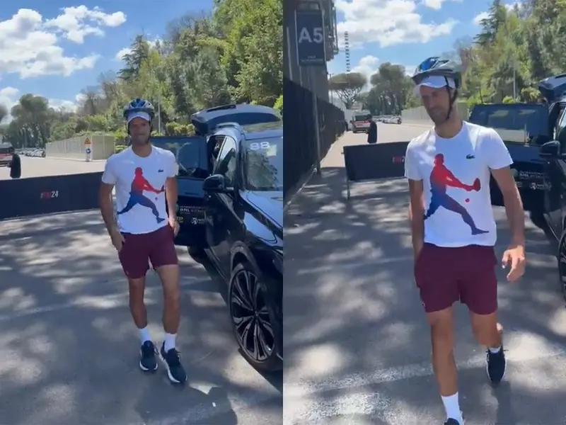 Con un casco, Djokovic aparece tras recibir botellazo accidental