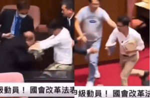 En Taiwán, un diputado roba proyecto de ley y sale corriendo