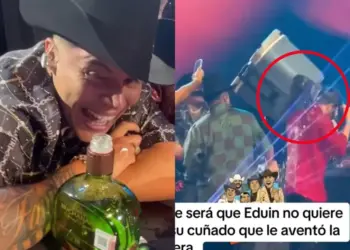 Eduin Caz lanza hielera a su cuñado en concierto