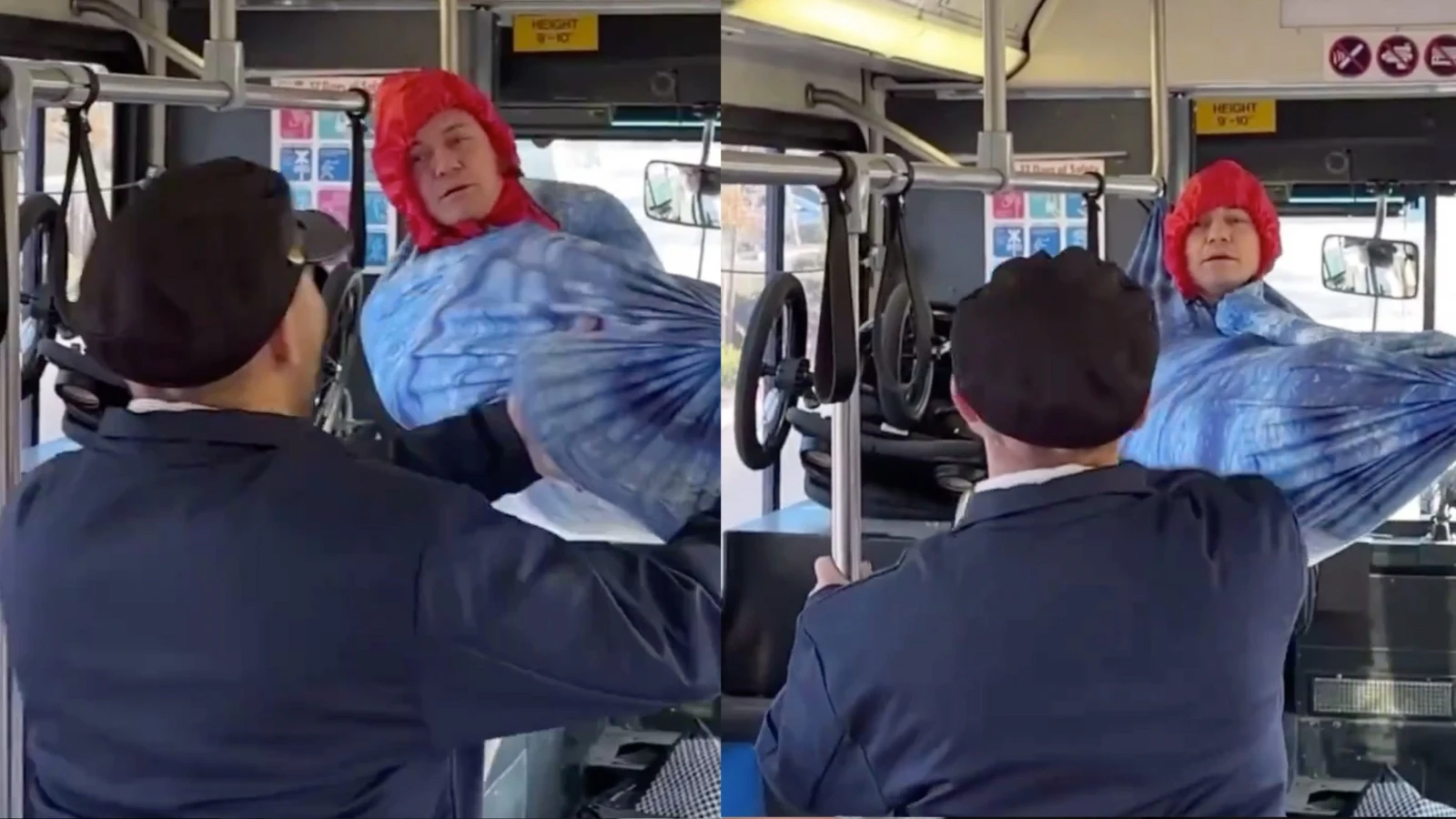 Pasajero cuelga hamaca en autobús y se resiste a bajar