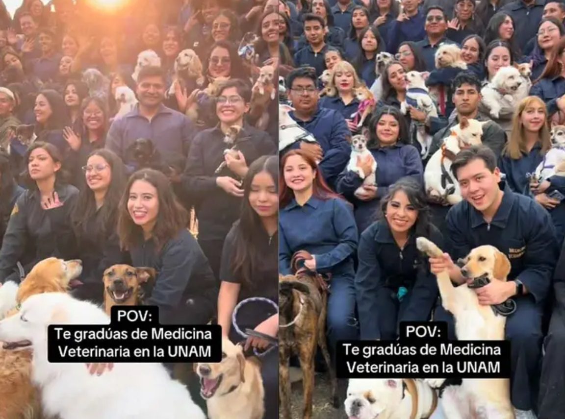 Estudiantes de Veterinaria de la UNAM se gradúan con sus lomitos