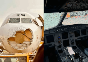 Impactante granizada causa daños a un avión en pleno vuelo