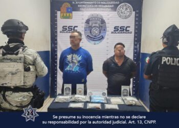 Policías de Solidaridad detienen a dos sujetos con 80 dosis de droga