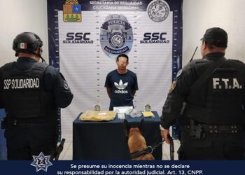 Aseguran a una persona con posibles narcóticos en Solidaridad